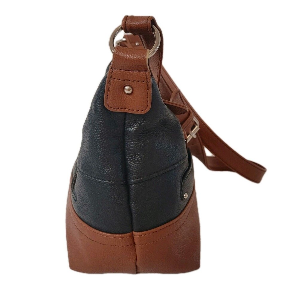 Stone Mountain USA Black Brown Bag Multi Pocket Organizer Shoulder Purse - Picture 5 of 11